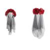 Lurrose Day of The Dead Rose Flower Headband Halloween Veil Hair Band Rose Flower Crown for Carnival Cosplay Party, Red view 2