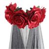 Lurrose Day of The Dead Rose Flower Headband Halloween Veil Hair Band Rose Flower Crown for Carnival Cosplay Party, Red view 3