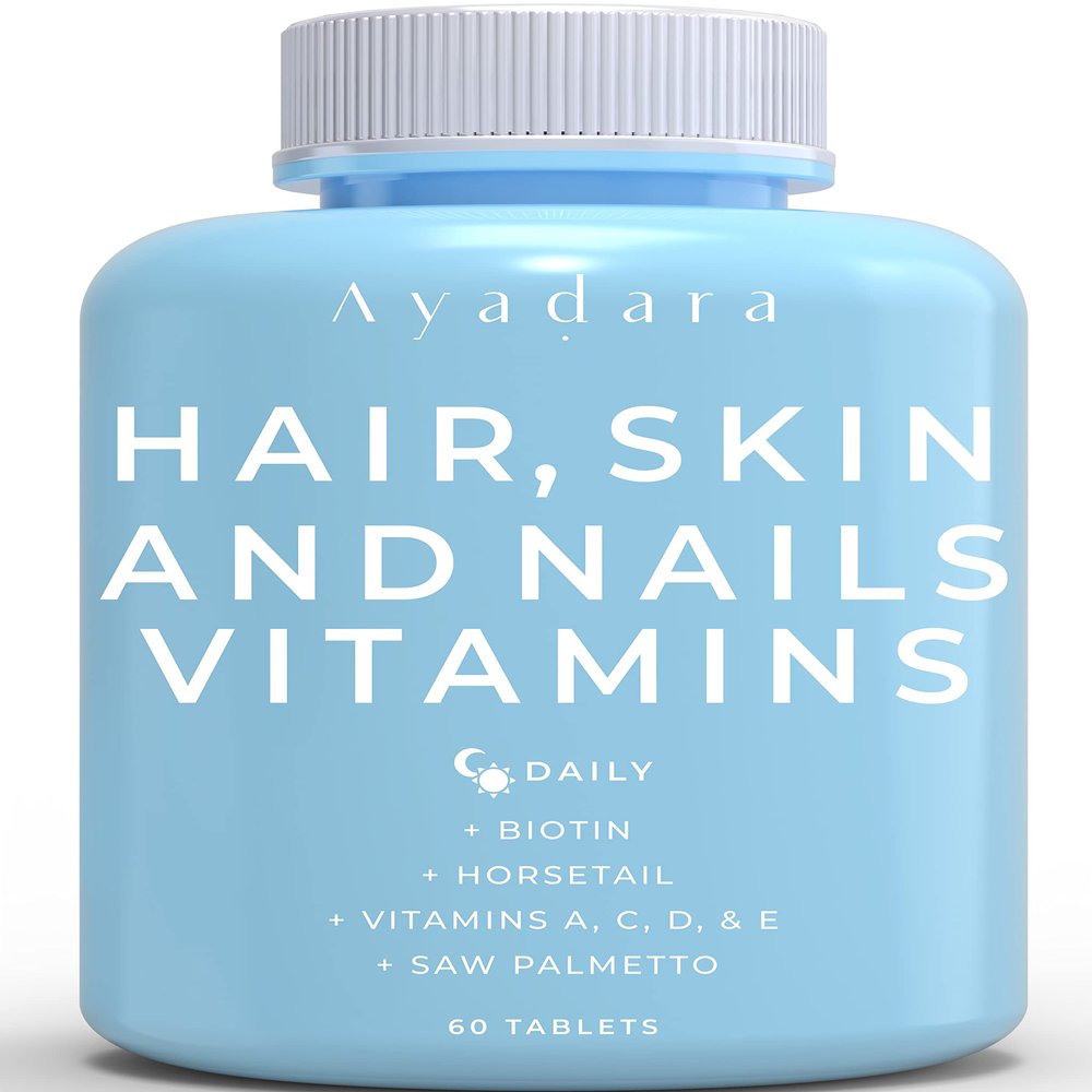 AYADARA Hair Skin and Nails Vitamins 60 Capsules, Premium Biotin Hair Growth Vitamins, Skin, Nail - Hair Growth Supplement, Natural Hair, Skin, Nails Vitamins for Women & Men - Non-GMO, Gluten Free