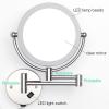 KEYQEEN LED Makeup Mirror with Lights, Double Sided 1X/10X Magnifying Mirror, Brushed Gold Hardwired Wall Mounted 360 Swivel Extendable Vanity Mirror view 4