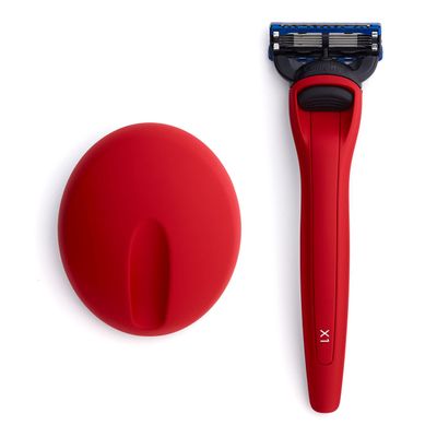 Bolin Webb Handle with Razor Stand Fitted with Gillette Fusion5 Blade Cartridge Technology for The Closest Shave. Award Winning Razors for Men - Made in England. Style is X1 (RED)