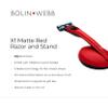 Bolin Webb Handle with Razor Stand Fitted with Gillette Fusion5 Blade Cartridge Technology for The Closest Shave. Award Winning Razors for Men - Made in England. Style is X1 (RED) view 2