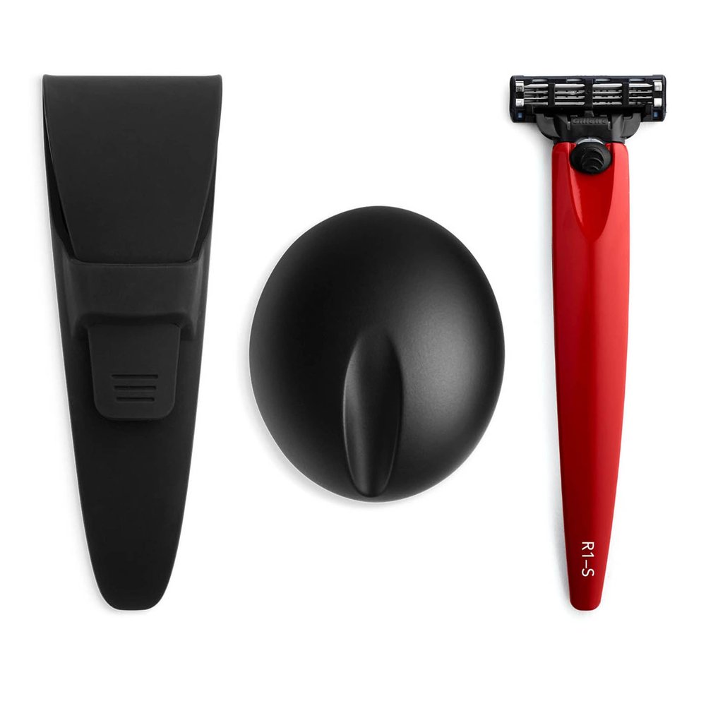 Bolin Webb Handle in Monza Red with Razor Stand and Waterproof Travel Case. Fitted with Gillette Mach3 Blade Cartridge Technology. Award Winning Razors for Men - Made in England. (Red)