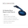 Bolin Webb Handle with Razor Stand Fitted with Gillette Fusion5 Blade Cartridge Technology for The Closest Shave. Award Winning Razors for Men - Made in England. Style is X1 (BLUE) view 2