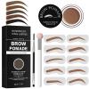 Eyebrow Stamp Stencil Kit - for Waterproof Eyebrows Makeup, Brow Stamp Trio Kit with Sponge Applicator, Dual-ended Brow Brush, 10 Eyebrow Stencils, Waterproof Eyebrow Pomade (Red Brown) view 1
