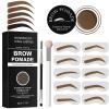 Eyebrow Stamp Stencil Kit - for Waterproof Eyebrows Makeup, Brow Stamp Trio Kit with Sponge Applicator, Dual-ended Brow Brush, 10 Eyebrow Stencils, Waterproof Eyebrow Pomade (Light Brown) view 1