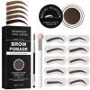 Eyebrow Stamp Stencil Kit - for Waterproof Eyebrows Makeup, Brow Stamp Trio Kit with Sponge Applicator, Dual-ended Brow Brush, 10 Eyebrow Stencils, Waterproof Eyebrow Pomade (Medium Brown) view 1