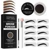 Eyebrow Stamp Stencil Kit - for Waterproof Eyebrows Makeup, Brow Stamp Trio Kit with Sponge Applicator, Dual-ended Brow Brush, 10 Eyebrow Stencils, Waterproof Eyebrow Pomade (Ebony) view 1
