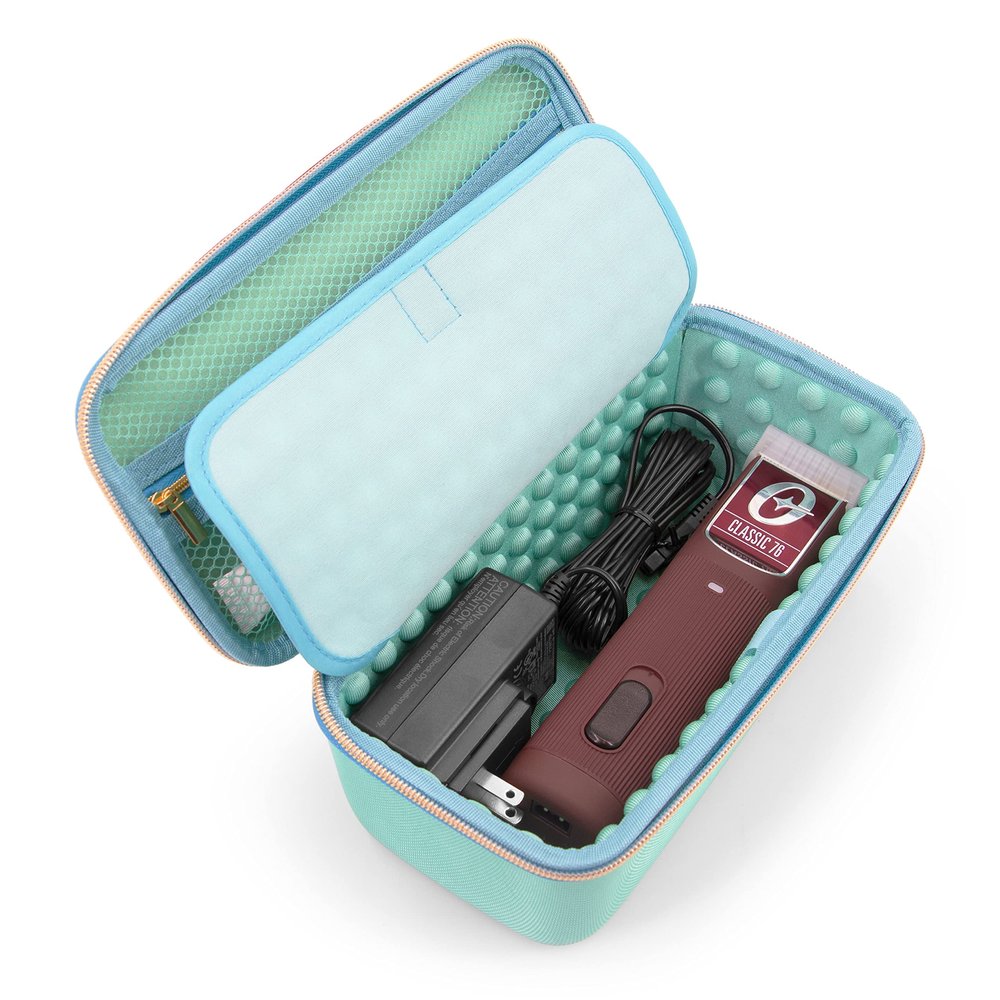 CASEMATIX Clipper Case Holds Clippers, Hair Buzzers, Trimmers, T Finisher Liner - Barber Travel Case For Stylist, Hairstylist and Salon Hair Cutting Supplies, Turquoise