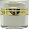 1.7 oz / 50 ml Clear Acrylic Plastic White and Gold Airless Refillable Jar Pump (3 Pack) view 1