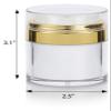 1.7 oz / 50 ml Clear Acrylic Plastic White and Gold Airless Refillable Jar Pump (3 Pack) view 2