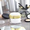 1.7 oz / 50 ml Clear Acrylic Plastic White and Gold Airless Refillable Jar Pump (3 Pack) view 4