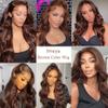 Imeya Body Wave Wigs for Black Women Human Hair Chocolate Brown Lace Front Wigs Human Hair 180% Density Pre Plucked Brazilian 13x6 Transparent Lace Frontal Wigs with Baby Hair 18 Inch view 4