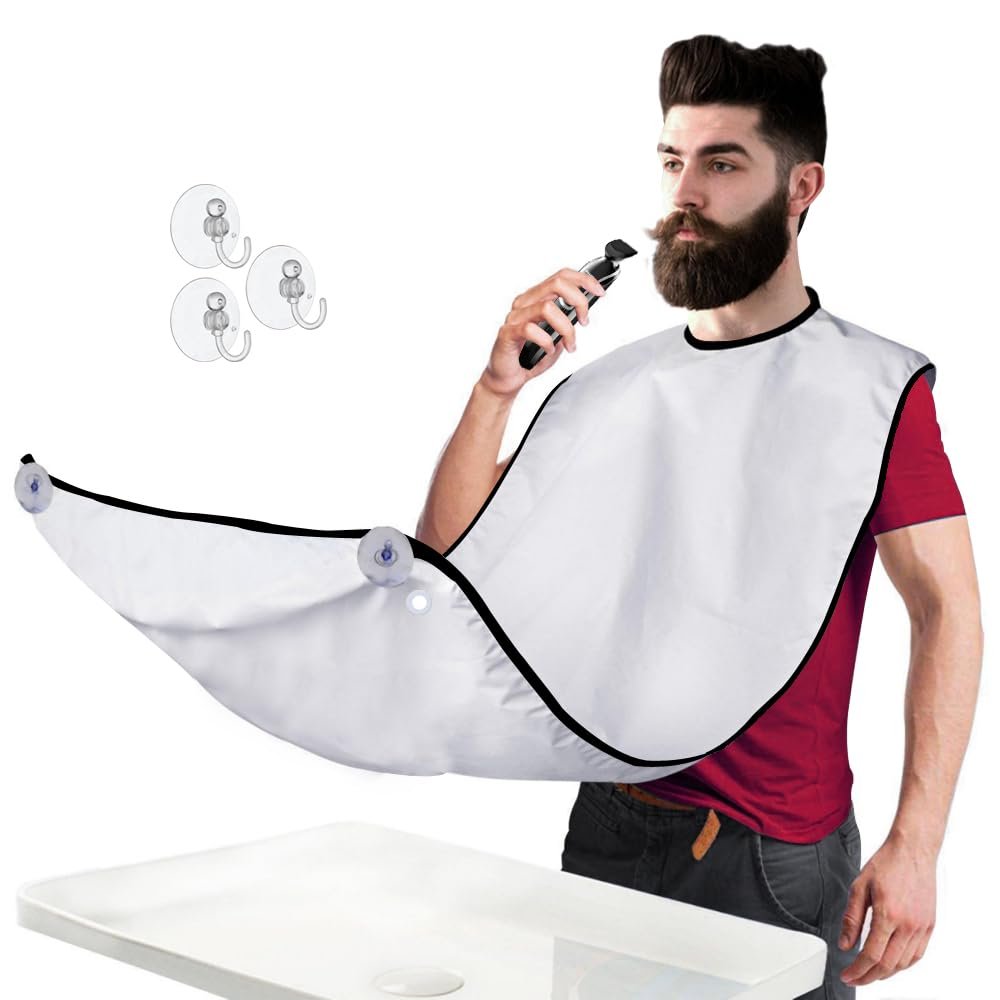 Beard Shaving Catcher Bib - The Smart Way to Shave - Beard Trimming Apron & Shaving Cape - Perfect Grooming Gift or Men's Birthday Gift - by Mobi Lock
