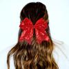 Xansema Women Girls Kids Teens Sequins Hair Bows Elastic Hair Tie Ribbon Large Cheer Bow Ponytail Holder Hair Band (Black Colorful) view 2