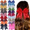 Xansema Women Girls Kids Teens Sequins Hair Bows Elastic Hair Tie Ribbon Large Cheer Bow Ponytail Holder Hair Band (Black Colorful) view 3