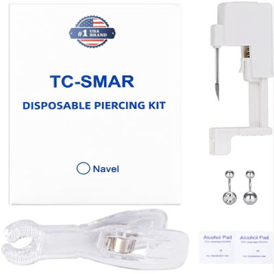 TC-SMAR Belly Button Piercing Kit, Belly Piercing Kit for Men Women, Easy, Safe, Disposable, Done Alone