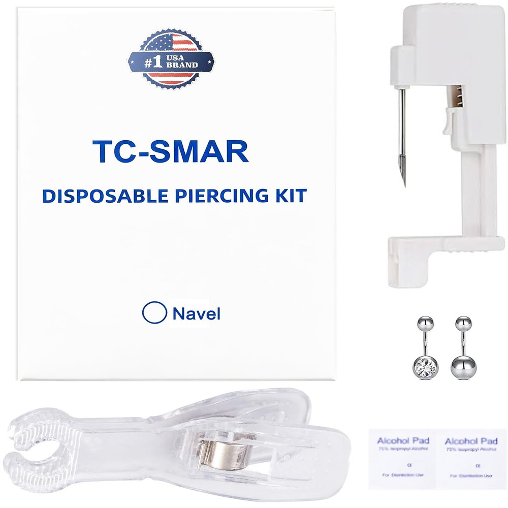 TC-SMAR Belly Button Piercing Kit, Belly Piercing Kit for Men Women, Easy, Safe, Disposable, Done Alone