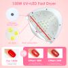 UV Gel Nail Lamp,150W UV Nail Dryer LED Light for Gel Polish-4 Timers Professional Nail Art Accessories,Curing Toe Nails view 3