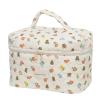 Donloise Kawaii Makeup Bag Cosmetic Case Cute Floral Storage Organizer with Handle Aesthetic Cartoon Zipper Toiletry Bag (Large) view 1