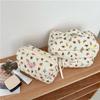 Donloise Kawaii Makeup Bag Cosmetic Case Cute Floral Storage Organizer with Handle Aesthetic Cartoon Zipper Toiletry Bag (Large) view 2