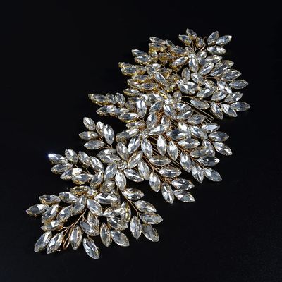 JWICOS Crystal Bride Wedding Hair Comb Hair Clip Flower Wedding Hair Accessories for Women and Girls (Gold)