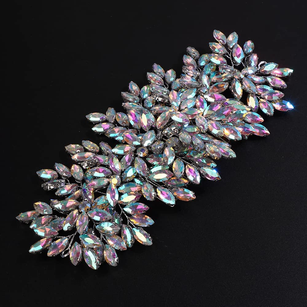 JWICOS Crystal Bride Wedding Hair Comb Hair Clip Flower Wedding Hair Accessories for Women and Girls (AB Crystal)