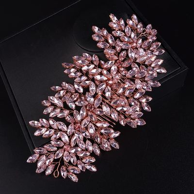 JWICOS Crystal Bride Wedding Hair Comb Hair Clip Flower Wedding Hair Accessories for Women and Girls (Rose Gold)
