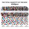4240Pcs Flatback Multicolor Rhinestones Glass Crystal Gems for Nail Art Face Jewels Round with Tweezers and Picking Pen (SS6~SS20 Set) view 3