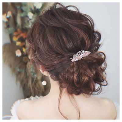 Andelaisi Vintage Rhinestone Hair Clip Gold Crystal Hair Barrettes Vintage Crystal Barrette Head Clips Sparkly Cz Peacock Hairclip Decorative Headwear Crystal Wedding Headpieces for Women and Girls