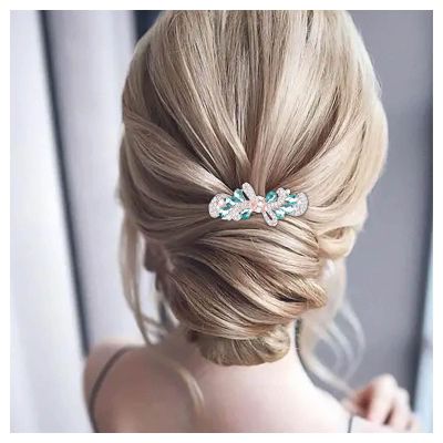 Andelaisi Vintage Rhinestone Hair Clip Gold Crystal Hair Barrettes Vintage Crystal Barrette Head Clips Sparkly Cz Hairclip Decorative Headwear Crystal Wedding Headpieces for Women and Girls