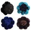 NAIHOD 4 Pcs Hair Snoods in Navy, Teal, Coffee - Fabric & Crocheted Net Hair Accessory for Women & Girls - Includes 4 Stylish Velvet-like Flower Hair Bun Covers for Professional, Neat Hair Bun view 1