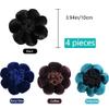 NAIHOD 4 Pcs Hair Snoods in Navy, Teal, Coffee - Fabric & Crocheted Net Hair Accessory for Women & Girls - Includes 4 Stylish Velvet-like Flower Hair Bun Covers for Professional, Neat Hair Bun view 3