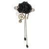 Beaupretty Steampunk Hair Clips with Tassels Chain Rose Flower Hair Clip Vintage Halloween Headdress Goth Gothic Hair Accessories for Women Girls Black view 1