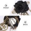Beaupretty Steampunk Hair Clips with Tassels Chain Rose Flower Hair Clip Vintage Halloween Headdress Goth Gothic Hair Accessories for Women Girls Black view 3