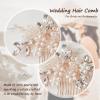 Sooshin Bridal Pearl Hair Comb, Crystal Rhinestone Headpiece for Brides, Bridesmaids and Women (B-rose gold) view 3