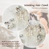 Sooshin Bridal Hair Comb Pearl Wedding Hair Accessories for Brides Crystal Wedding Headpiece for Bride and Bridesmaids Rhinestone Hair Accessory for Women and Girls (B-silver) view 3