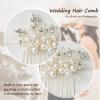 Sooshin Bridal Pearl Headpiece with Crystal Rhinestones - Hair Comb and Accessories for Brides, Bridesmaids, Women and Girls (D-silver) view 3