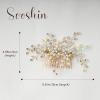 Sooshin Bridal Pearl Hair Comb with Crystal Rhinestone Headpiece for Women, Brides and Bridesmaids (C-gold) view 2