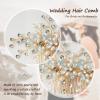 Sooshin Bridal Pearl Hair Comb with Crystal Rhinestone Headpiece for Women, Brides and Bridesmaids (C-gold) view 3