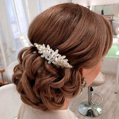 Sooshin Wedding Hair Comb, Bridal Hair Accessories for Brides, Rhinestone Hair Accessories for Women and Girls, Rose Gold (3.27*1.97 inches)