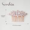 Sooshin Wedding Hair Comb, Bridal Hair Accessories for Brides, Rhinestone Hair Accessories for Women and Girls, Rose Gold (3.27*1.97 inches) view 2