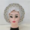 Wine African headtie with Beads auto asoebi gele Headwear Quality African Turban Headwraps by MSB Fabric co.2070 view 4