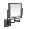 KannOrE Wall Mounted Bathroom Mirrors, Makeup Mirrors with Lights, Makeup Mirror, Easily Adjust to Any Position with Light 360 Rotation, for Bathroom Hotel Shaving Mirror (Matte Black USB Charging) view 1