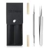 SGNEKOO Professional Facial Milia Removal Tool and Whitehead Extractor,Titanium Alloy Double Ended Needle and Steel Tweezers Kit,Blackhead,Blemish,Zit and Pimple Acne Remover Popper (Titanium Gold) view 1