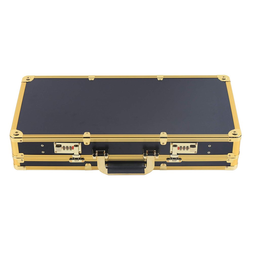 DENEST Barber Tool Travel Case Hairdresser Salon Clipper Trimmer Holder Organizer Box Tool Case with lock, Hair Styling Cutting Kit for Clipper Shears Combs Cosmetics Salon Beauty Supplies Gold
