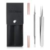 SGNEKOO Milia Remover Whitehead Extractor, Blackhead Tweezers with Angled Loop & Acne Needle Rose Gold in Case,Professional Facial Tool Kit view 1