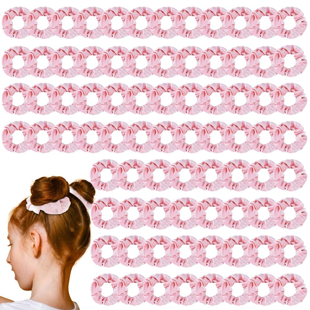 Juexica 50 Pcs Pink Velvet Scrunchies Bulk Valentine's Day Gift Soft Hair Scrunchy Cute Hair Ties Scrunchies Solid Color Elastic Bands for Women Girl Accessories Party Favors (Pink)