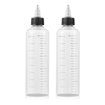 driew Applicator Bottles for Hair, 16.9oz Hair Squeeze Bottle for liquids Twist-On Top Tip Cap with Ratio Graduated Scale Color Applicator Bottle Dye Pack of 2 (8.5oz)