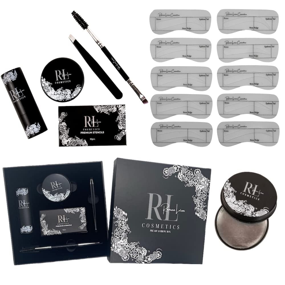 Eyebrow Stamp and Stencil Kit for Perfect Brow Shaping| Brow Stamp Kit Reusable Eyebrow Stencils Waterproof & Long-lasting